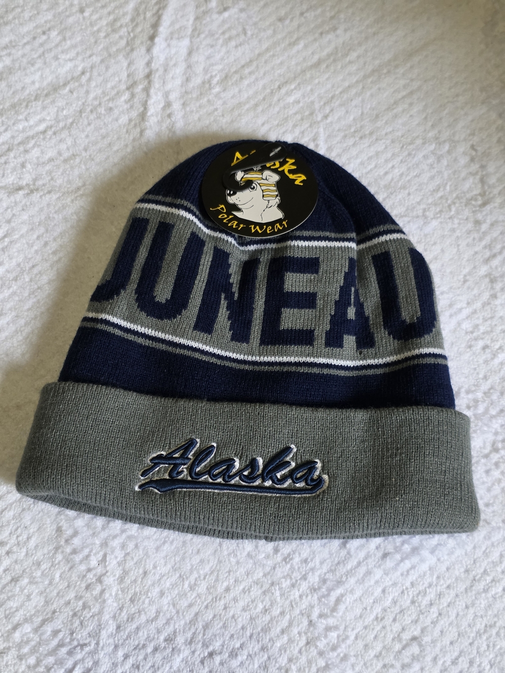 Juneau Alaska Knit Beanie - Navy & Gray